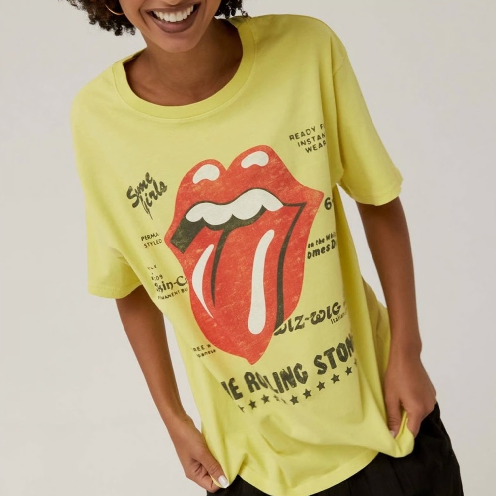 Yellow Rolling Stones Graphic T-Shirt - daydreamer